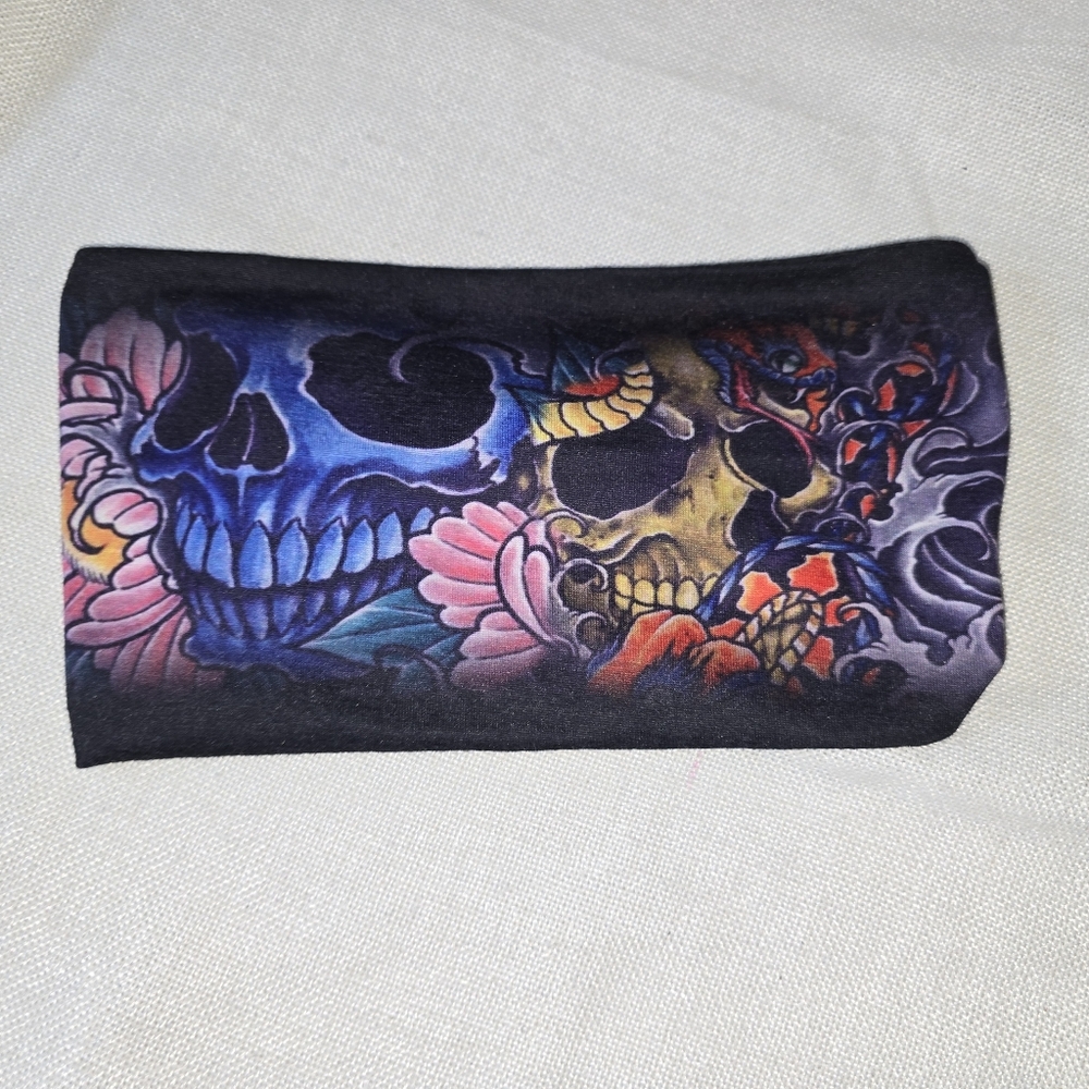 Asian Tattoo Skulls (Reversible) EZ Bandz Hair Glove One Size Biker Punk Grunge